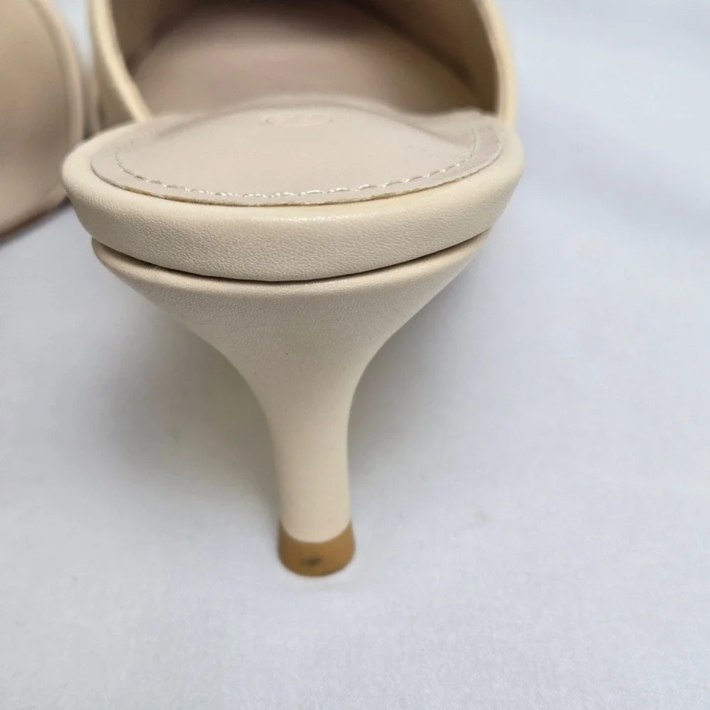 Bow Knot Pointed Toe Kitten Heel Mules Cream Unbranded Neutral Women's Size 7.5 - Picture 8 of 15